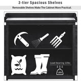 Shaical Outdoor Potting Bench Table 39" Rustic Garden Wood Workstation Storage Cabinet with 2-Tier Shelves and Side Hook, Galvanized Tabletop, Black Shaical