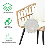 PORWEY 3 Piece Patio Bistro Set, Outdoor Wicker Apartment Balcony Furniture Sets, Rattan Table and Chairs Set of 2 for Porch Backyard Lawn Poolside Deck, Beige PORWEY