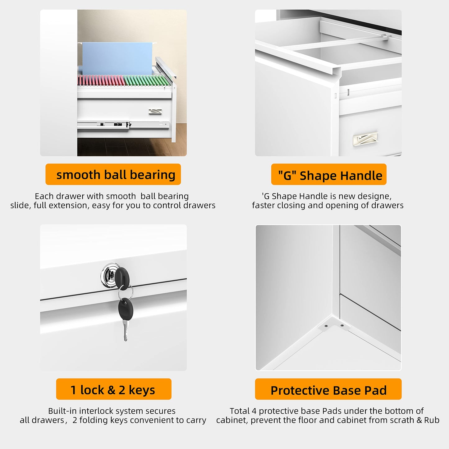 INTERGREAT 2 Drawer Lateral File Cabinet with Lock, 28" W White Lateral Filing Cabinet, Locking Metal Steel Wide File Cabinets for Home Office - WoodArtSupply