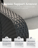 LayinSun 10 Piece Wicker Outdoor Furniture Set with 6-inch Comfy Cushions, High Back Patio Furniture Set with Swivel Rocking Chairs and Fire Pit Table LayinSun