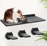 Cat Wall Shelves, Wood Cat Shelves for Wall with Feeding Station, Wall Furniture with 3 Steps, Cat Shelves and Perches Climbing Shelf, Lover Gift, 3 Board ANRXNCY
