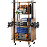 Ghosthorn Fishing Rod Holders for Garage Fishing Pole Rack Hold up to 10 Rods Fishing Pole Holders Wooden Organizer Fishing Rod Rack car Fishing Gear Storage Equipment (4 Tier) Ghosthorn