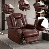 AYCP Furniture Power Recliner Set with LED Lights, Air Leather Reclining Set with USB Port/Wireless Charger/Storage Console/Cup Holder for House/HomeTheater/Apt (Burgundy, Sofa Loveseat Chair) AYCP Furniture