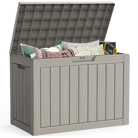 LubanNese Outdoor Storage Box, 50 Gallon Waterproof Resin Deck Box, Storage Bin for Package Delivery, Patio Furniture Cushion, Garden Tools, Pool Accessories, Weatherproof and UV Resistant, Grey LubanNese