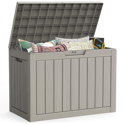 LubanNese Outdoor Storage Box, 50 Gallon Waterproof Resin Deck Box, Storage Bin for Package Delivery, Patio Furniture Cushion, Garden Tools, Pool Accessories, Weatherproof and UV Resistant, Grey