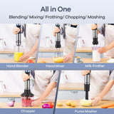 Ganiza Immersion Blender, 6 in 1 Hand Blender Stainless Steel Blade, 15 Speed Stick Blender Electric, Immersion Blender Handheld with 800ml Mixing Beaker, 600ml Chopper, Whisk, Frother, Potato Masher Ganiza