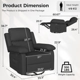 Glider Recliner for Adult Indoor Upholstered Lounge Nursery Chair Swivel Single Sofa with Side Pockets for Living Room Bedroom(Black) Amopatio