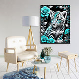 CHWGLFGG 5D Diamond Art Kits for Adults Beginners, Tiger Blue Rose Diamond Painting Kits, DIY Full Round Drill Paint by Diamonds Dot Gem Art for Adults, Home Wall Decor 12x 16 Inch CHWGLFGG