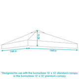 Sunnydaze Pop-Up Canopy Replacement Top - 12x12 Canopy Replacement Cover Only - Tent Shade Cover with Vent - Gray Sunnydaze