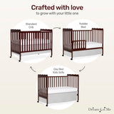 Dream On Me Carson Classic 3-In-1 Convertible Crib In Espresso, Made Of Sustainable Pinewood, Non-Toxic Finish, Comes With Locking Wheels, Wooden Nursery Furniture Dream On Me