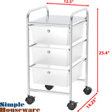 Simple Houseware Utility Cart with 3 Drawers Rolling Storage Art Craft Organizer on Wheels Simple Houseware