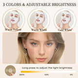 Solid Wood Makeup Vanity Desk with 3 Adjustable Lighted Mirror and Power Outlet, Dressing Table Set with Storage Drawer and 4 Wooden Shelves, Small Vanity for Dressing Room, Powder Room (Brown) QEWYHGRY