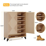 Tribesigns Shoe Cabinet with Doors, 6-Tier Entryway Shoe Storage Cabinet with Adjustable Shelves, Modern Wooden Shoe Organizer Cabinet for Living Room, Bedroom, Natural Tribesigns