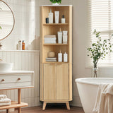 USSerenaY 68" Corner Storage Cabinet, Tall Corner Shelf with Fluted Doors and Adjustable Shelves, 6-Tier Bathroom Shelf Floor Cabinets for Living Room Kitchen, Hallway USSerenaY