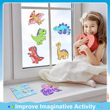 Qyeahkj 6 Pcs Dinosaur Arts Crafts DIY Dino Gem Diamond Suncatcher Crafts for Kids Dinosaur Diamond Painting Gifts Exchange for Kids Aged 4 6 8 10 12 for Home School Party Decor Qyeahkj