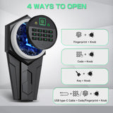 Omethey 2-3 Gun Safe, Biometric Fingerprint Gun Safe for Rifles and Pistols, Quick Access Rifle Gun Safe with Silent Mode and Alarm System, Gun Cabinet with Removable Shelf and 2 Adjustable Gun Slots Omethey