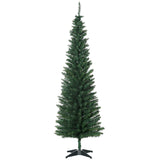 HOMCOM 6' Artificial Pencil Christmas Tree, Slim Xmas Tree with 390 Realistic Branch Tips and Plastic Stand, Green HOMCOM