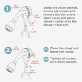 Zenna Home Rustproof Hanging Shower Caddy, Over the Shower Head Caddy with 2 Shelves and Built In Hooks, Aluminum Bathroom Hanging Organizer, Satin Chrome Zenna Home