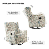 HULALA HOME Printed Fabric Manual Swivel Glider Recliner, Wingback Rocker, Push Back Recliner Chair with Adjustable Backrest & Footrest, Armchair Sofa 360 Degree Swivel for Living Room, Floral HULALA HOME