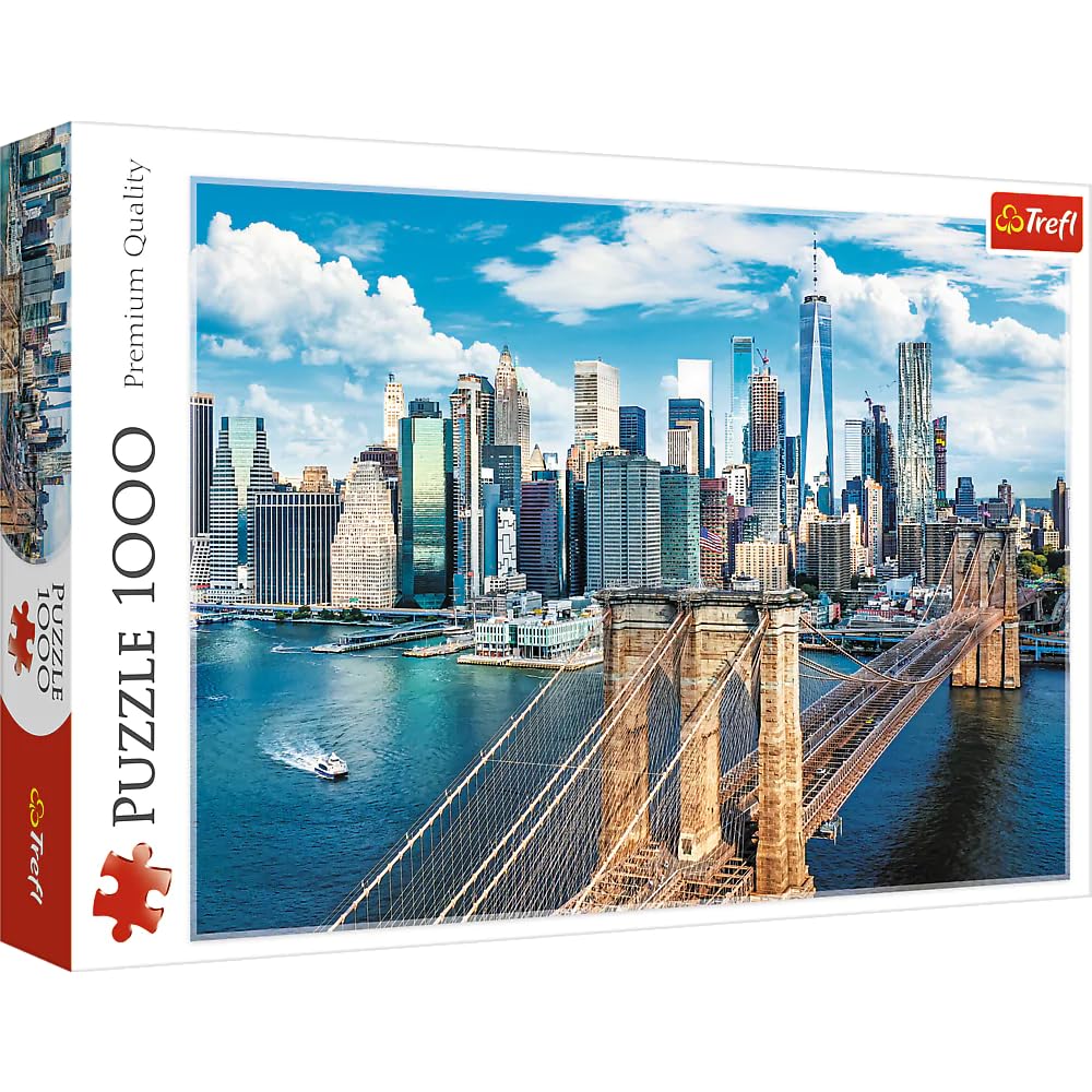 Trefl Brooklyn Bridge, New York, USA 1000 Piece Jigsaw Puzzle Red 27"x19" Print, DIY Puzzle, Creative Fun, Classic Puzzle for Adults and Children from 12 Years Old Trefl