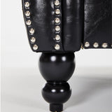 Chesterfield Sofa 83.4 " Faux Leather Couches with Gourd Wooden Legs, Deep Seat Comfy 3-Seater Upholstered Couch Button Nailhead Tufted Classic Couches for Living Room，Bedroom Easy to Assemble (Black) FEISHOMINOO