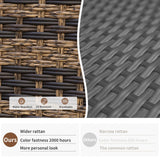 MEISSALIVVE 6 Pieces Outdoor Patio Furniture Set, Wicker Patio Conversation Set, Patio Sectional Furniture Set with 2 Swivel Rocker Patio Chair and Sofa, 2 Ottomans and Coffee Table (Brown) MEISSALIVVE