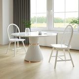 Giantex Wood Dining Chairs Set of 2, Windsor Chairs with Solid Wood Legs, High Spindle Back, H-Shaped Crossbars, Vintage Country Farmhouse Style Wooden Side Chairs, White Giantex