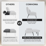 COMHOMA Convertible Futon Sofa Bed, 68" Corduroy Futon Couch with Adjustable Backrest, Folding Futon Loveseat for Living Room, Bedroom (Cream) COMHOMA