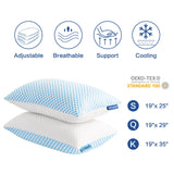 EASELAND Firm Pillow Shredded Memory Foam(Adjustable Loft), Cooling Breathable for Sleeping Queen Size 2 Pack EASELAND