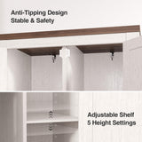 Befrases 47" Kitchen Pantry Cabinet, Farmhouse Storage Cabinet with Barn Doors and Adjustable Shelves, Freestanding Kitchen Hutch,Wood Cupboard for Living Room, Bathroom, Hallway, White Befrases