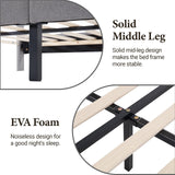 Forrise Full Size Upholstered Bed Frame with LED Lights and USB Ports - Modern Noise-Free Design in Grey Forrise