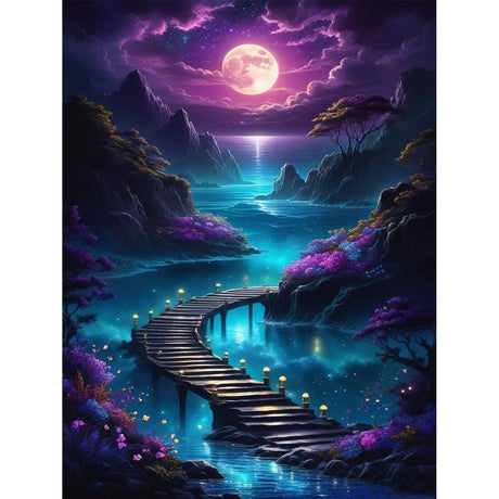 PHANTASYART Diamond Paintings for Adults-Moon Paint by Diamonds,Mountains 5D Diamond Art,DIY Full Drill Diamond Paintings Gem Art Kit and Crafts Perfect for Gifts and Home Wall Decor 12x16inch PHANTASYART