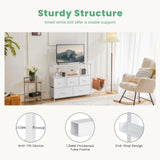 DUMOS TV Stand Dresser for Bedroom with 5 Fabric Drawer,Entertainment Center for 45 inch Television, Media Console Table with Storage, Open Shelf, Adjustable Feet, Living Room Furniture, White DUMOS