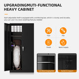 INTERGREAT Metal Wardrobe Cabinets with Lock, 72" Clothing Storage Cabinets with Hanging Rod and 4 Adjustable Shelves, Armoire Wardrobe for Office, School, Employee, Government (Black) INTERGREAT
