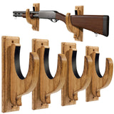 iFeelonely Gun Rack Wall Mount，4 Pack Gun Racks for Wall Shotgun Hooks Gun Wall Mount Indoor Gun Racks Rifle Wall Mount Wooden Gun Cabinets Stand Display Shelf Brown iFeelonely