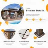 YOLENY 12'x20' Hardtop Gazebo, Outdoor Polycarbonate Double Roof Canopy, Aluminum Frame Permanent Pavilion with Curtains and Netting, Sunshade for Garden, Patio, Lawns YOLENY