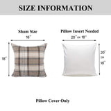 YOUR SMILE Retro Farmhouse Outdoor Buffalo Tartan Chequer Plaid Cotton Linen Decorative Throw Pillow Case Cushion Cover Pillowcase for Sofa 18 x 18 Inch, Set of 2, Khaki/Stripe YOUR SMILE