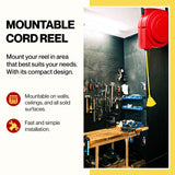 ReelWorks Extension Cord Reel Retractable 12AWG x 65' Foot 3C/SJT Heavy Duty Commercial Cable Triple Tap Connector Power 15A 125VAC 1875W ReelWorks