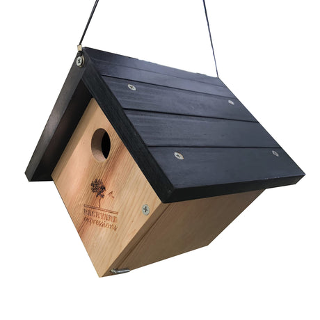 Triangle Cedar Bird House, 6.5" D x 7.1" W x 11.8" H, Natural Wood Color - Backyard Expressions BACKYARD EXPRESSIONS PATIO · HOME · GARDEN
