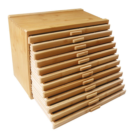 Vencer 12-Drawer Bamboo Artist Supply Storage Box - Effortlessly Organize and Store Pencils,Pens,Pastels,Markers,Brushes,and Tools with Adjustable Compartments and Generous Capacity,VAO-020 Vencer