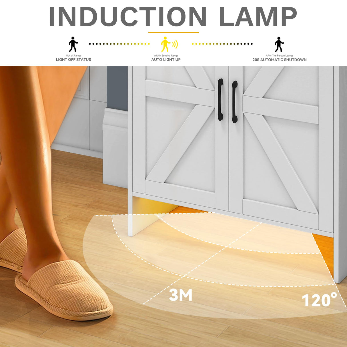 DWVO 6-Tier Shoe Cabinet with Doors & Drawer – Adjustable Shelves, Built-in Induction Strip for Entryway Living Room Storage (White) DWVO