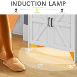 DWVO 6-Tier Shoe Cabinet with Doors & Drawer – Adjustable Shelves, Built-in Induction Strip for Entryway Living Room Storage (White) DWVO