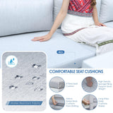 NICESOUL 9 Piece Luxury Aluminum Outdoor Sectional Sofa with Fire Pit Table, Oversized L Shaped Patio Furniture Set, 29" Deep Wide Seating, 500 lbs Heavy Duty Conversation Set for Backyard, Light Grey NICESOUL