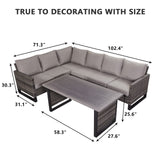 HUMMUH Patio Furniture 10 Piece PE Wicker 6-Seater Outdoor Sectional Sofa Patio Swivel Chairs Outdoor Chairs with Tables for Porch,Garden,Backyard,Deck HUMMUH