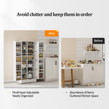 VINGLI Pantry Cabinet,59" Tall White Kitchen Storage Cabinet with 2 Doors and Adjustable Shelves, Food Storage Freestanding Cupboard for Small Space in Dining Room, Living Room VINGLI