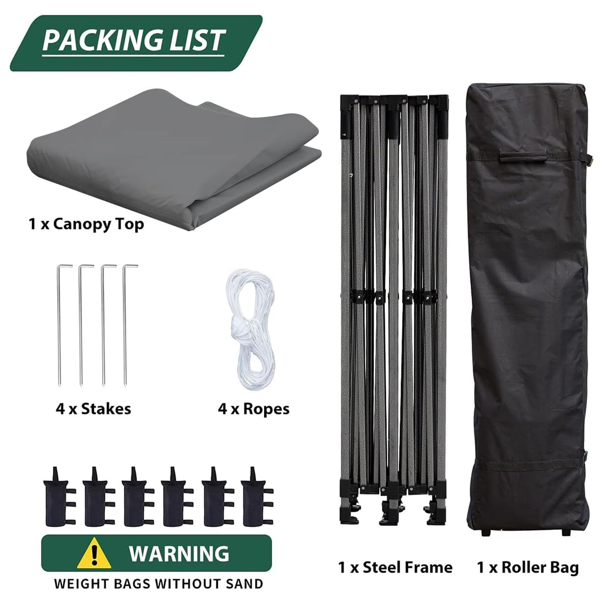 EROMMY 10' x 20' Pop Up Canopy Tent, Commercial Instant Canopy with Roller Bag, 6 Sand Bags, Outdoor Canopies for Festival, Event, Gray EROMMY