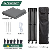 EROMMY 10' x 20' Pop Up Canopy Tent, Commercial Instant Canopy with Roller Bag, 6 Sand Bags, Outdoor Canopies for Festival, Event, Gray EROMMY