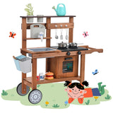 OLLIKIVI Mud Kitchen for Kids Outdoor,Wooden Play Kitchen with Removable Sink, Faucet,Storage Shelves, Backyard Garden Toddler Kitchen Playest, Kitchenware, Stove, Gift for Boys and Girls OLLIKIVI