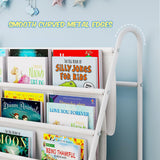 Tatub Kids Bookshelf with 4 Tier Deep Sleeves, Children Montessori Bookshelf Sling Storage Book Rock, Toddler Front Facing Display Book Shelf for Playroom Nursery Bedroom Classroom Tatub