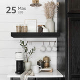 QEEIG Floating Shelves for Wall Bathroom Shelf Bedroom Kitchen Living Room Hanging Book Shelves Small Farmhouse Decor 16 inch Set of 3, Black (015-B3) QEEIG